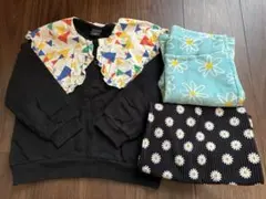 カラフルフリル付きスウェットと花柄パンツセット