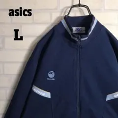 アシックス★日本製 80s Recorder 刺繍 トラックジャケット 紺 L