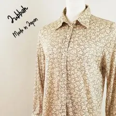 【日本製】Jubbah昭和レトロ花柄ウールブレンド長袖シャツベージュ系13