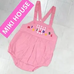 MIKI HOUSE　ダルマオール　80　ピンク色　刺繍ロゴ入り ロンパース