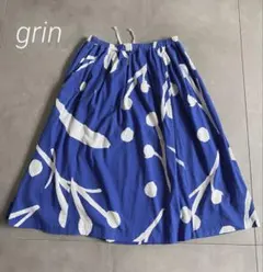 日本製　grin グリン　カット素材　ロングフレアースカート　ブルーのサムネイル