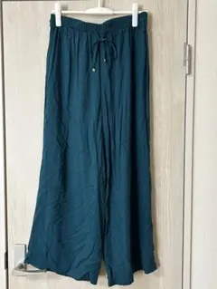 ダークグリーン ワイドパンツ　LL レーヨン