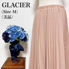 【美品】グラシア ウエスト総ゴム ひざ丈 ピンク 薄手 プリーツ スカート M