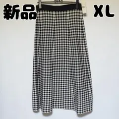 新品 未使用 GU フレアミディニットスカート XL ブラック