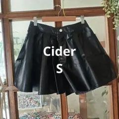 cider レザー風フレアショートパンツ ブラック S