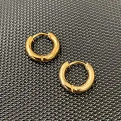 フープピアス 両耳ペア ゴールド 約8mm サージカルステンレス K18鍍金