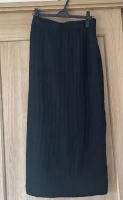 【新品未使用】ブラックリブ編みロングスカート Lサイズ