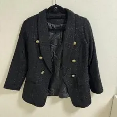 黒ツイードダブルブレストジャケット