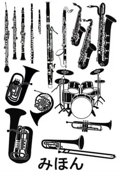 管楽器　アイロンプリントシール