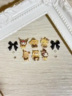 ネイルパーツ　サンリオ　ネイルパーツ　ブラック　黒　リボン　デコパーツ