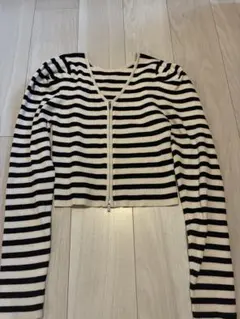 ストライプ リブ編み カーディガン