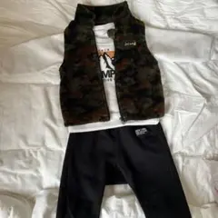 ベビー服 トレーナー ズボン 迷彩柄 フリースベスト 3点セット