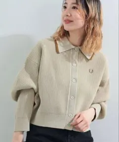 FRED PERRY×Ray BEAMS カラーカーディガン ベージュ 38のサムネイル