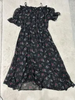 INGNI 花柄 オフショル ロングワンピース ブラック