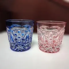 KAGAMI クリスタルの江戸切子 青赤ペアロックグラス - メルカリ