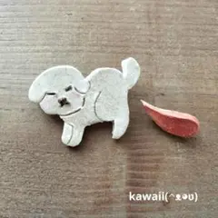 オーブン粘土ブローチ 犬(⁠ ͡⁠°⁠ᴥ⁠ ͡⁠°⁠ ⁠ʋ⁠)