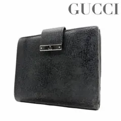 GUCCI 二つ折り財布 ブラック 8.15 レザー ロゴ金具 人気 定番
