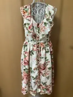 アクシーズファムMULHOUSEフラワープリント フリル付き ワンピース