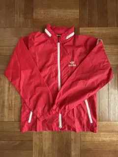 adidas フルジップ ナイロンジャケット 赤