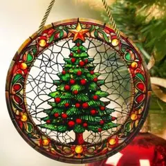 クリスマスツリー オーナメント ステンドグラス風 アンティーク調