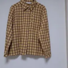 SIMPLE LIFE チェック柄 長袖シャツ イエロー