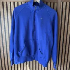 NIKE ナイキ ハーフジップ スウェット ブルー XL ワンポイントロゴ