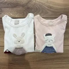 プティマイン 長袖 90サイズ 刺繍 うさぎ ねこ 保育園 女の子 まとめ売り