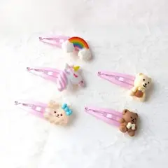 ハンドメイド ヘアクリップ 5点 まとめ売り