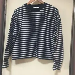 SLY ストライプ 長袖クロップドTシャツ