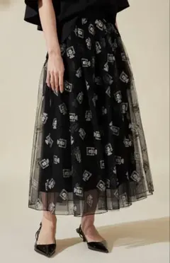 美品　グレースクラス　パフュームプリントチュールスカート　３８サイズ