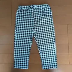 【未使用】黒×白ギンガムチェック　七分丈パンツ サイズ120