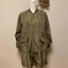 ♥u-026♥ ロング ジップアップ ブルゾン ジャケット カーキ