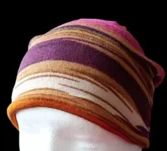 【多機能ビーニー】秋・冬●男女兼用《赤》ニット帽子&ネックウォーマー&ターバン