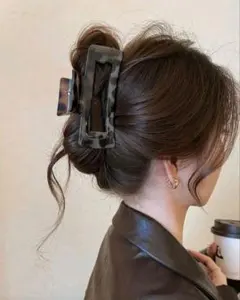 ヘアクリップ べっ甲柄 スクエア バンスクリップ ヘアアクセサリー