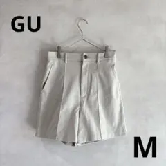 【美品】GU ジーユー　ハーフパンツ　アイボリー　ヘリンボーン　M 秋冬素材