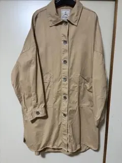 コットンシャツジャケット　ロングシャツ　as know asベージュ