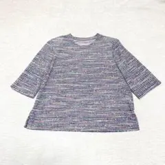 総柄カットソー(LL)派手　ハイストレッチ　個性派　薄手　ミセス　レトロ　日本製