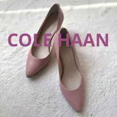 極美品 23 ピンク ポインテッドトゥ パンプス ゴールドボタン