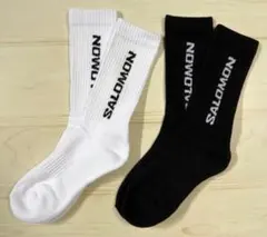 二足セット salomon サロモン ソックス 靴下 ホワイト 白 ブラック 黒