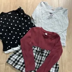 長袖カットソー3点セット（黒・グレー・赤）