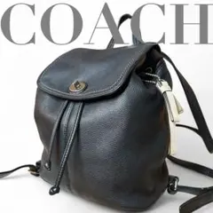 ✨美品✨ コーチ オールレザー リュック ターンロック 黒 シボ革