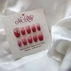 ネイルチップ 韓国 ワンホン 量産型 ビジュー キラキラ グラデーション ネイル