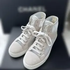 CHANEL シャネル ハイカットスニーカー メッシュ スエード ホワイト系のサムネイル