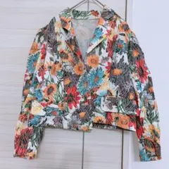 レディース 花柄 クロップドジャケット 春　おしゃれ　ジャケット