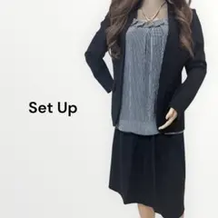 3点セット　ママ　スーツ　ジャケット　スカート　ブラウス　ブラック　フォーマル