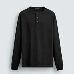 ZARA ヘンリーネック長袖カットソー ブラックのサムネイル