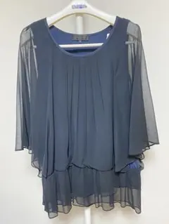 アンタイトル　シフォンブラウス 3L 44 ブラック　チュニック