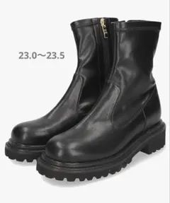 【極美品✨】ショートブーツ 黒 厚底 スクエアトゥ 23.0〜23.5