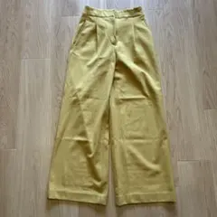 PLST イエロー ワイドパンツ ゴムウエスト