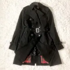 ラブレスロングコート ウールボア付き黒のダブルコート